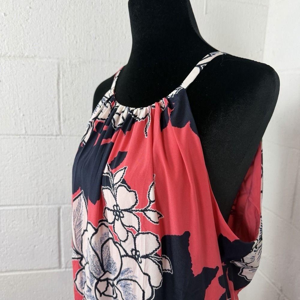 Vince Camuto Halter Dress Pink Floral Garden Tropical Easter Wedding Guest SZ 14 - Picture 6 of 14